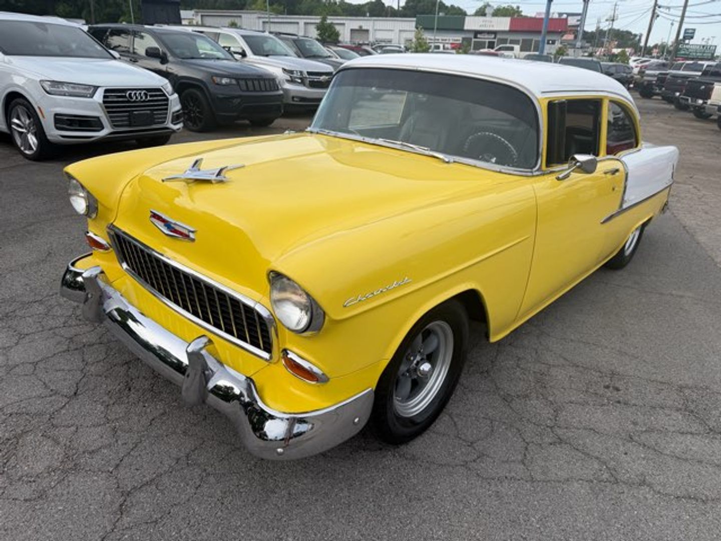 Yellow 1955 Chevrolet Bel Air Sedan Manual