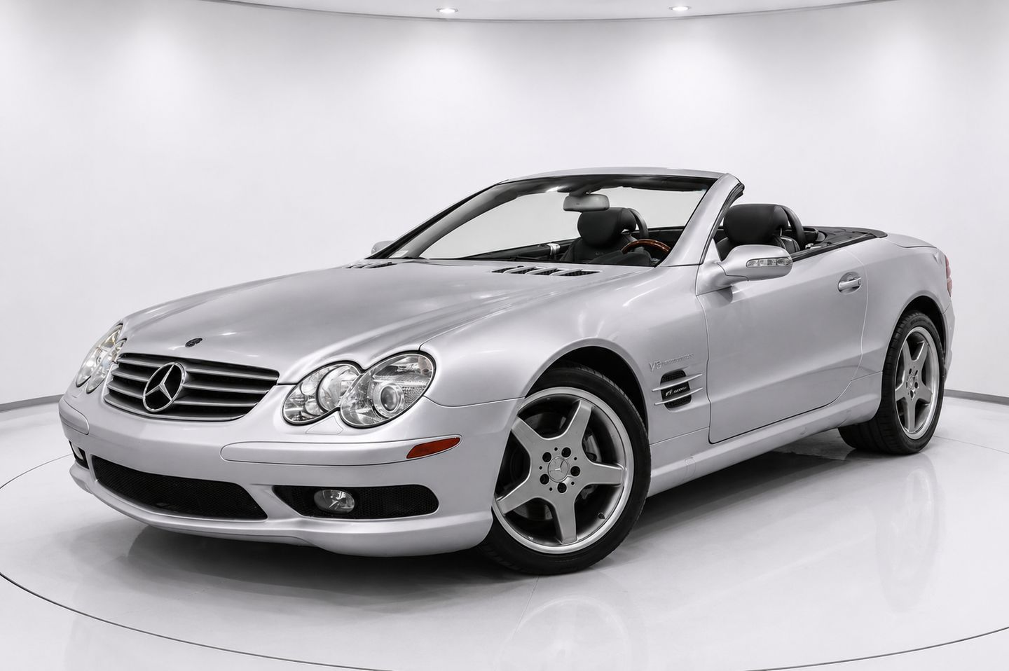 [744] Brilliant Silver Metallic 2003 Mercedes-Benz SL-Class Convertible Rear-Wheel Drive Automatic