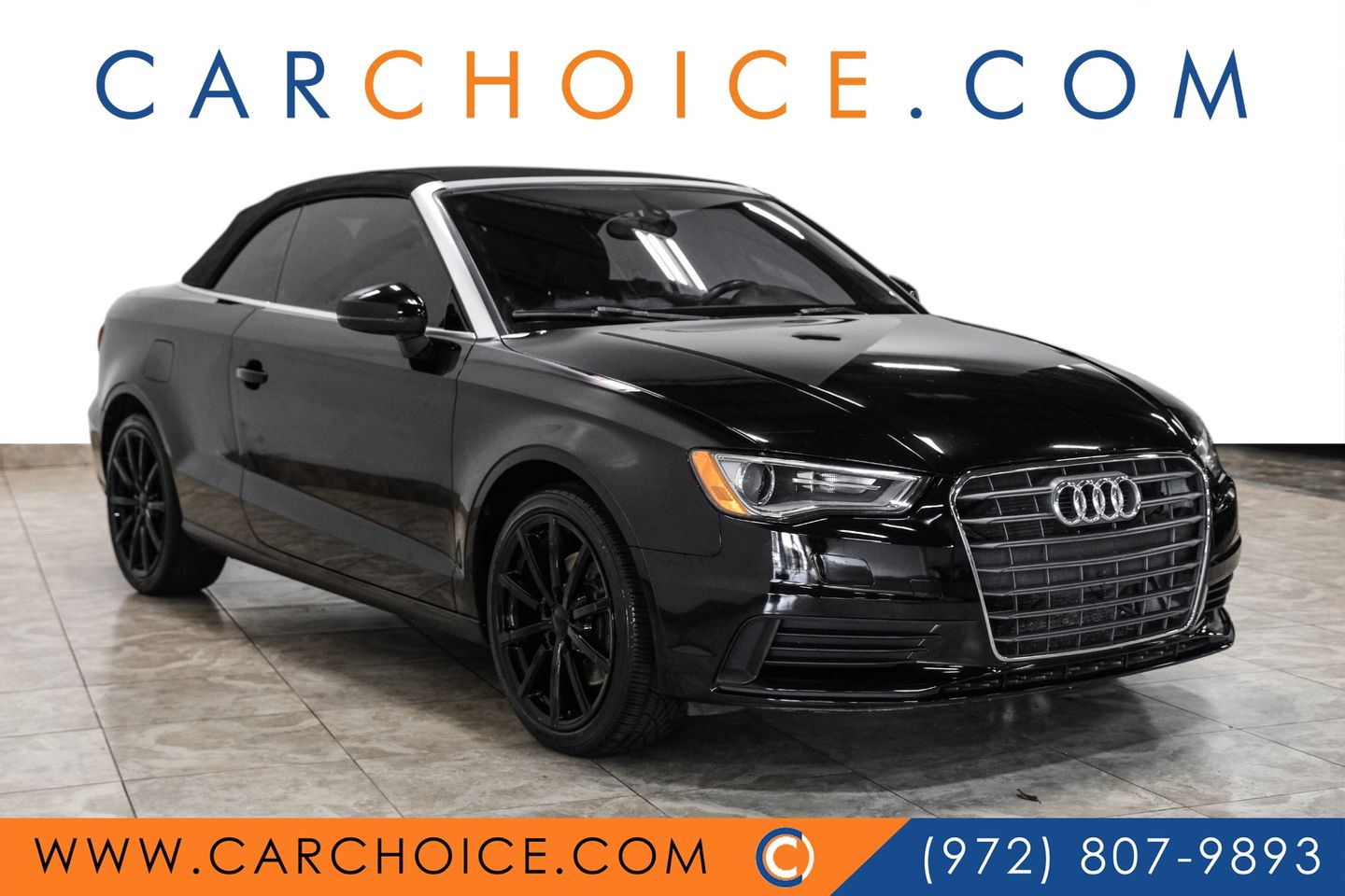 Black 2015 Audi A3 2.0T quattro Premium Cabriolet AWD Convertible All-Wheel Drive Automatic