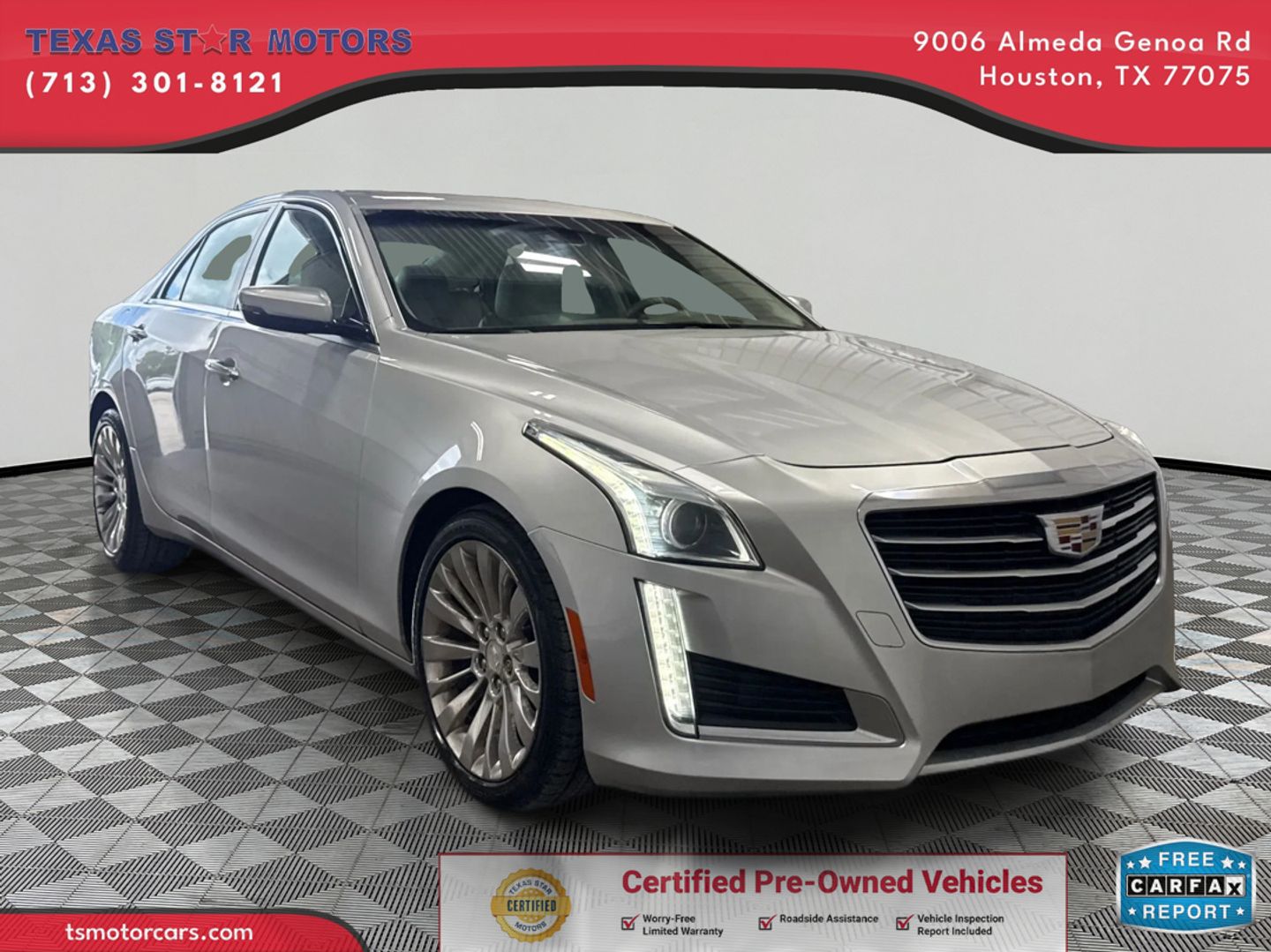 Silver 2016 Cadillac CTS 2.0T Luxury AWD Sedan All-Wheel Drive Automatic