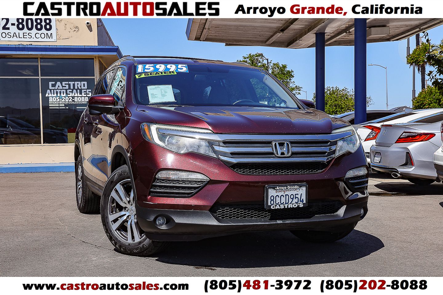 Red (Burgundy) 2016 Honda Pilot EX-L SUV / Crossover Front-Wheel Drive Automatic