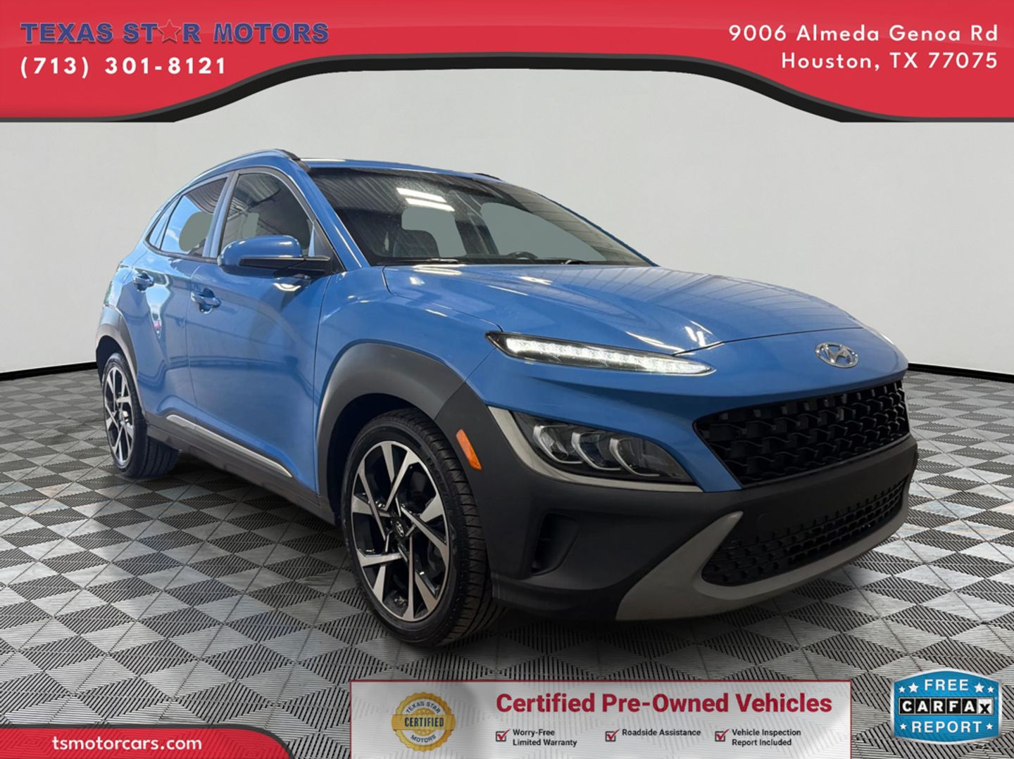 Blue 2022 Hyundai Kona SUV / Crossover All-Wheel Drive Automatic
