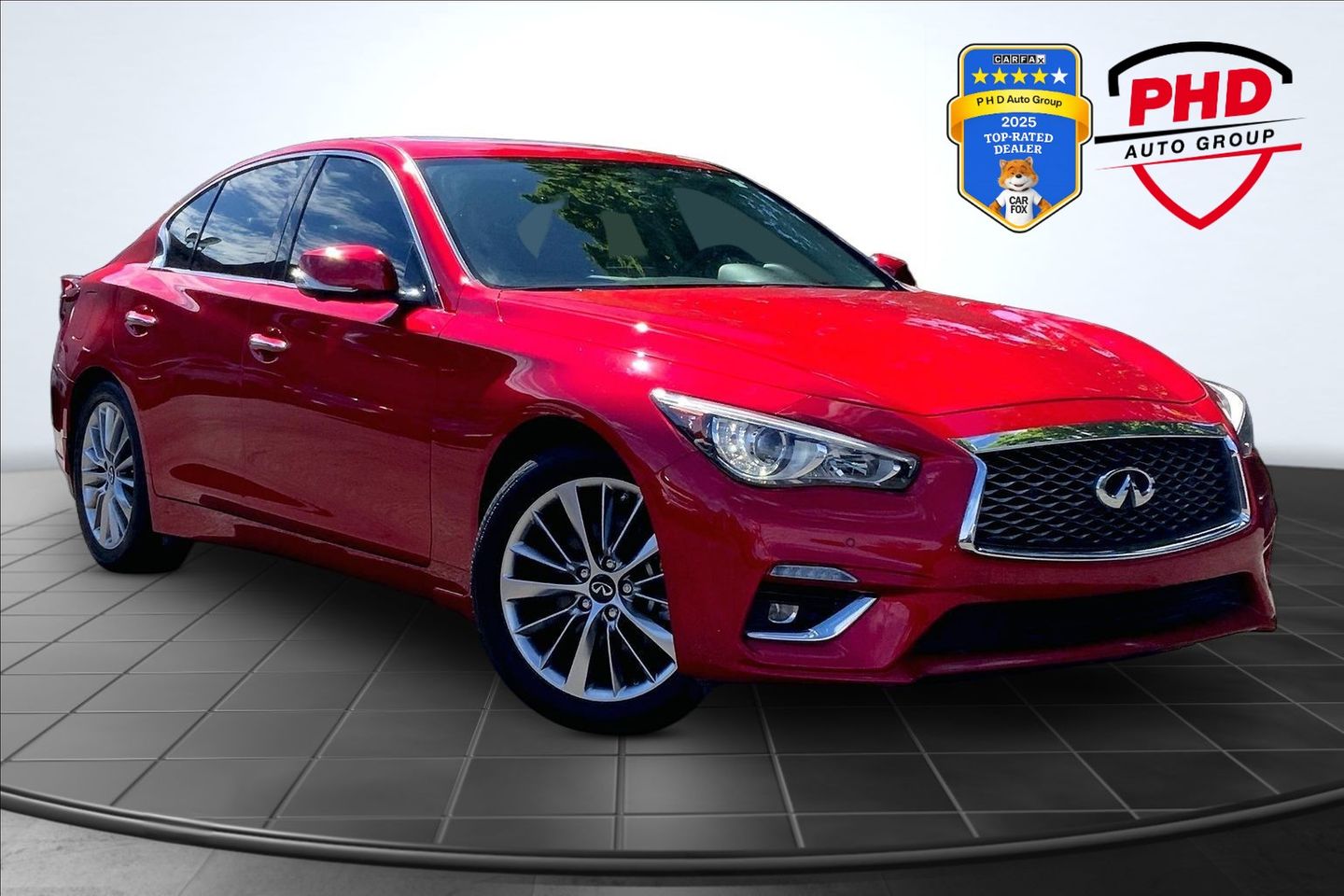 Red 2023 INFINITI Q50 Luxe RWD Sedan Rear-Wheel Drive Automatic